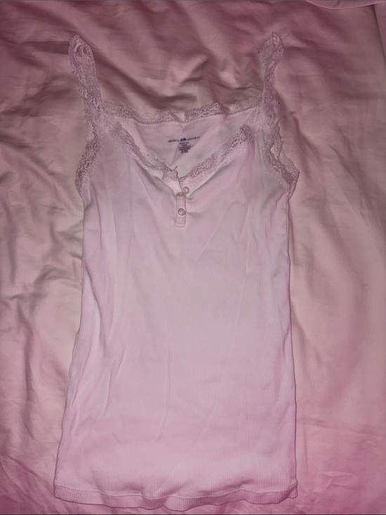 Brandy Melville Tops - Brandy Melville White Lace Trim Ribbed Tank Top